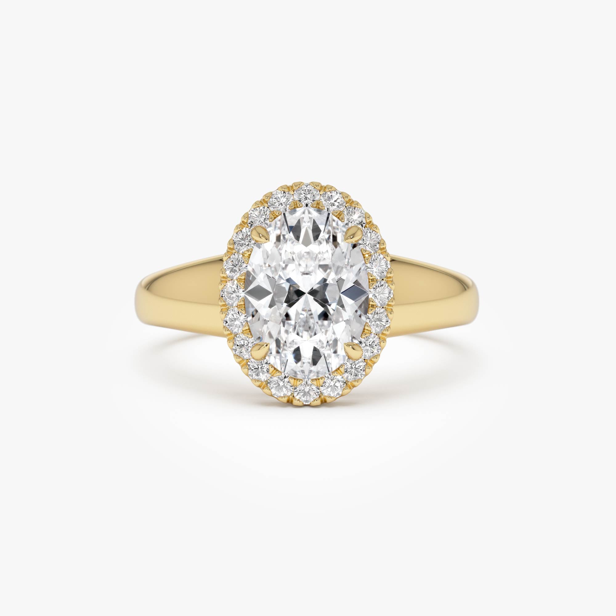 1.85 Ctw 14k Oval Shape Lab Grown Diamond Halo Engagement Ring - Leta 14k Gold Ferkos Fine Jewelry