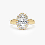 1.85 Ctw 14k Oval Shape Lab Grown Diamond Halo Engagement Ring - Leta 14k Gold Ferkos Fine Jewelry