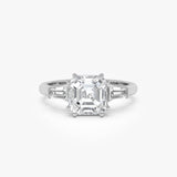 2.35 Ctw 14k lab Grown  Asscher Cut Three Stone Enagement Ring - Nina