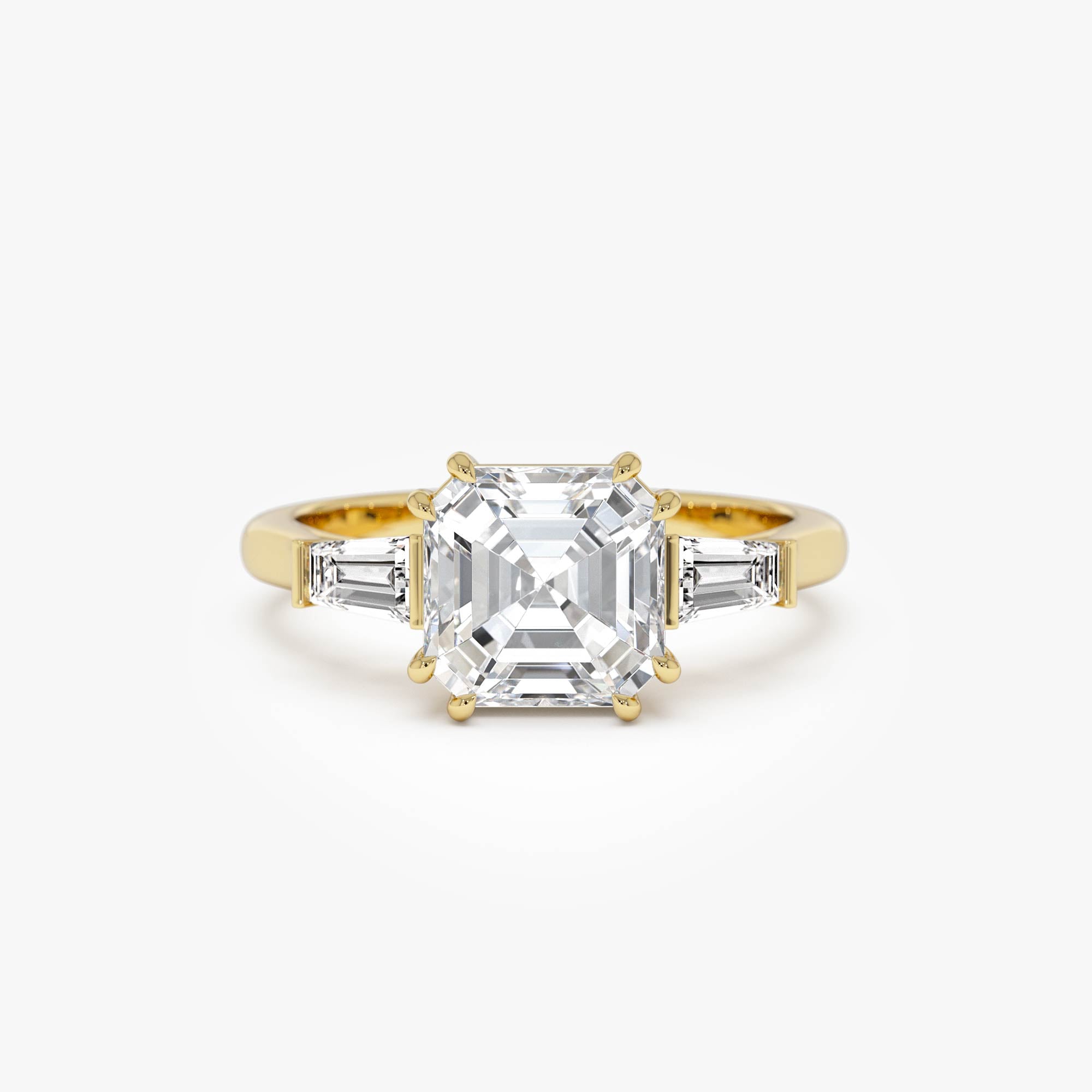 2.35 Ctw 14k lab Grown  Asscher Cut Three Stone Enagement Ring - Nina