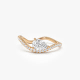0.67 Ctw 14k Pear Shaped Lab Grown Diamond Wavy Pavé Ring - Faye Ferkos Fine Jewelry