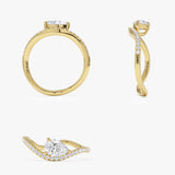 0.67 Ctw 14k Pear Shaped Lab Grown Diamond Wavy Pavé Ring - Faye Ferkos Fine Jewelry