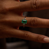 1.50 Ctw Lab Grown Colombian Emerald and Diamond Three Stone Ring - Thia Ferkos Fine Jewelry