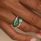1.15 Ctw 14k Lab Grown Emerald and Diamond Bypass Statement Ring - Danae Ferkos Fine Jewelry