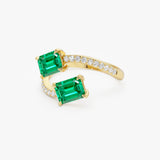 1.15 Ctw 14k Lab Grown Emerald and Diamond Bypass Statement Ring - Danae Ferkos Fine Jewelry