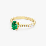 0.88 Ctw 14k Lab Grown Colombian Emerald and Diamond Ring - Eleni Ferkos Fine Jewelry