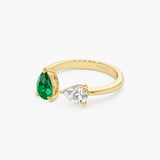 0.66 Ctw Lab Grown Diamond and Emerald Toi et Moi Ring - Evita Ferkos Fine Jewelry