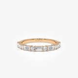14K Baguette and Round Lab Diamond Stackable Band - Indra Ferkos Fine Jewelry