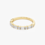 14K Baguette and Round Lab Diamond Stackable Band - Indra Ferkos Fine Jewelry