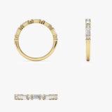 14K Baguette and Round Lab Diamond Stackable Band - Indra Ferkos Fine Jewelry