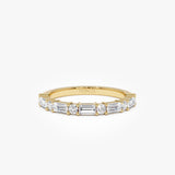 14K Baguette and Round Lab Diamond Stackable Band - Indra 14K Gold Ferkos Fine Jewelry