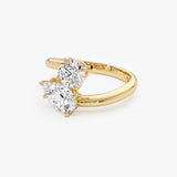 2 CTW 14k Pear and Round Lab Grown Diamond Bypass Ring - Roma Ferkos Fine Jewelry