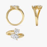 2 CTW 14k Pear and Round Lab Grown Diamond Bypass Ring - Roma Ferkos Fine Jewelry