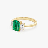 1.75 Ctw 14K Lab Grown Emerald Three Stone Engagement Ring - Yindi Ferkos Fine Jewelry