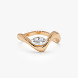 0.30 ctw 14k Marquise Shaped Lab Grown Diamond Sculptural Ring - Glora Ferkos Fine Jewelry