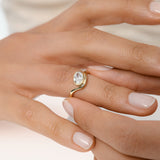 1.00 Ctw 14k Oval Shaped Lab Grown Diamond Bezel Wave Engagement Ring - Trina Ferkos Fine Jewelry
