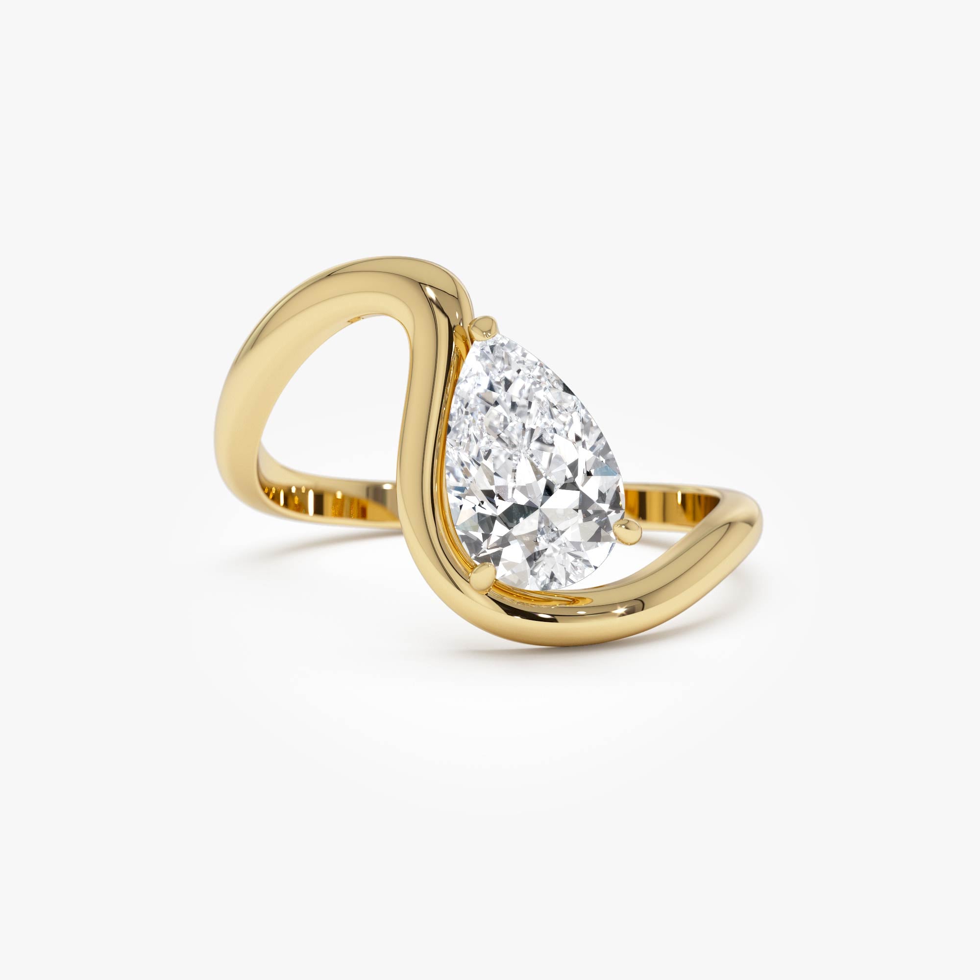 14k 1 CTW Pear Shape Lab Grown Diamond Ring - Bona