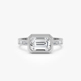 2.00 Ctw 14k Emerald Cut Lab Grown Diamond Bezel Engagement Ring 14K White Gold Ferkos Fine Jewelry
