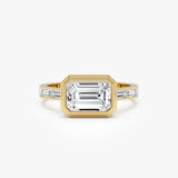 2.00 Ctw 14k Emerald Cut Lab Grown Diamond Bezel Engagement Ring 14K Gold Ferkos Fine Jewelry