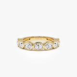 1.40 Ctw 14k Oval Shape Bezel Set Lab Grown Diamond Band - Hilda 14K Gold Ferkos Fine Jewelry