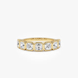 1.80 Ctw 14k Seven Stone Asscher Cut Lab Grown Diamond Ring - Greta 14K Gold Ferkos Fine Jewelry