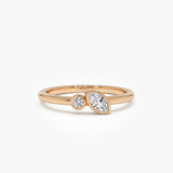 14k Marquise and Round Lab Grown Diamond Stacking Ring - Stina Ferkos Fine Jewelry
