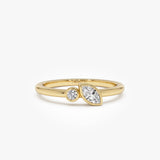 14k Marquise and Round Lab Grown Diamond Stacking Ring - Stina 14K Gold Ferkos Fine Jewelry