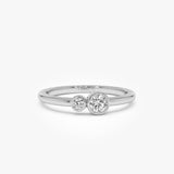 14k Two Stone Round Shape Lab Grown Diamond Ring - Tora 14K White Gold Ferkos Fine Jewelry