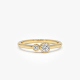 14k Two Stone Round Shape Lab Grown Diamond Ring - Tora 14K Gold Ferkos Fine Jewelry