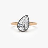1.50 Ctw 14k Georgian Setting Pear Shaped Lab Grown Diamond Engagement Ring - Hosta Ferkos Fine Jewelry