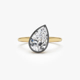 1.50 Ctw 14k Georgian Setting Pear Shaped Lab Grown Diamond Engagement Ring - Hosta 14K Gold Ferkos Fine Jewelry