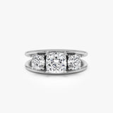 1.50 CTW 14k Cushion Cut Three Stone Lab Grown Diamond Engagement Ring - Nicia 14K White Gold Ferkos Fine Jewelry