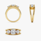 1.50 CTW 14k Cushion Cut Three Stone Lab Grown Diamond Engagement Ring - Nicia Ferkos Fine Jewelry