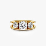 1.50 CTW 14k Cushion Cut Three Stone Lab Grown Diamond Engagement Ring - Nicia 14K Gold Ferkos Fine Jewelry