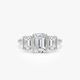 2.50 CTW 14K Emerald Cut Lab Grown Diamond Three Stone Engagement Ring - Zali 14K White Gold Ferkos Fine Jewelry