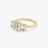 2.50 CTW 14K Emerald Cut Lab Grown Diamond Three Stone Engagement Ring - Zali Ferkos Fine Jewelry