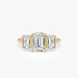 2.50 CTW 14K Emerald Cut Lab Grown Diamond Three Stone Engagement Ring - Zali 14K Gold Ferkos Fine Jewelry