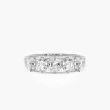1.50 Ct 14k Asscher Cut Five Stone Lab Grown Diamond Band - Salia 14K White Gold Ferkos Fine Jewelry