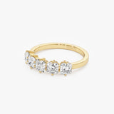 1.50 Ct 14k Asscher Cut Five Stone Lab Grown Diamond Band - Salia Ferkos Fine Jewelry