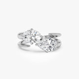 2.00 Ctw 14k Oval & Pear Lab Grown Diamond Unique Toi et Moi Ring - Vesta 14K White Gold Ferkos Fine Jewelry