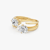 2.00 Ctw 14k Oval & Pear Lab Grown Diamond Unique Toi et Moi Ring - Vesta Ferkos Fine Jewelry