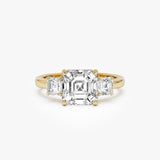 2.50 CTW 14K Lab Grown Asscher Cut Three Stone Engagement Ring - Wirra 14k Gold Ferkos Fine Jewelry