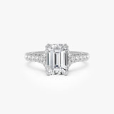 2.50 CTW 14K Emerald Cut Lab Grown Diamond Pave Band Engagement Ring - Skye 14K White Gold Ferkos Fine Jewelry