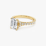 2.50 CTW 14K Emerald Cut Lab Grown Diamond Pave Band Engagement Ring - Skye Ferkos Fine Jewelry