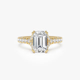 2.50 CTW 14K Emerald Cut Lab Grown Diamond Pave Band Engagement Ring - Skye 14K Gold Ferkos Fine Jewelry