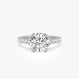 2.50 CTW 14K Round Shape Lab Grown Diamond Pave Band Engagement Ring - Coral 14K White Gold Ferkos Fine Jewelry