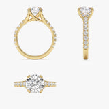 2.50 CTW 14K Round Shape Lab Grown Diamond Pave Band Engagement Ring - Coral Ferkos Fine Jewelry