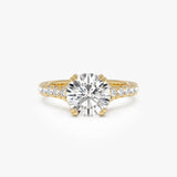 2.50 CTW 14K Round Shape Lab Grown Diamond Pave Band Engagement Ring - Coral 14K Gold Ferkos Fine Jewelry