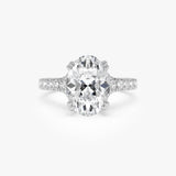 2.50 CTW 14K Oval Shape Lab Grown Diamond Pave Band Engagement Ring - Polly 14K White Gold Ferkos Fine Jewelry