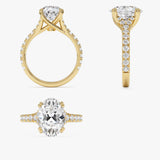 2.50 CTW 14K Oval Shape Lab Grown Diamond Pave Band Engagement Ring - Polly Ferkos Fine Jewelry